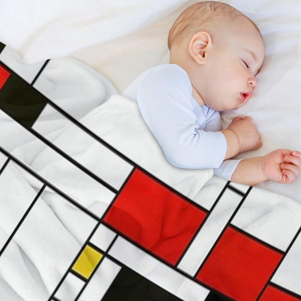 Mondrian Style Abstract Art Premium Throw Blanket