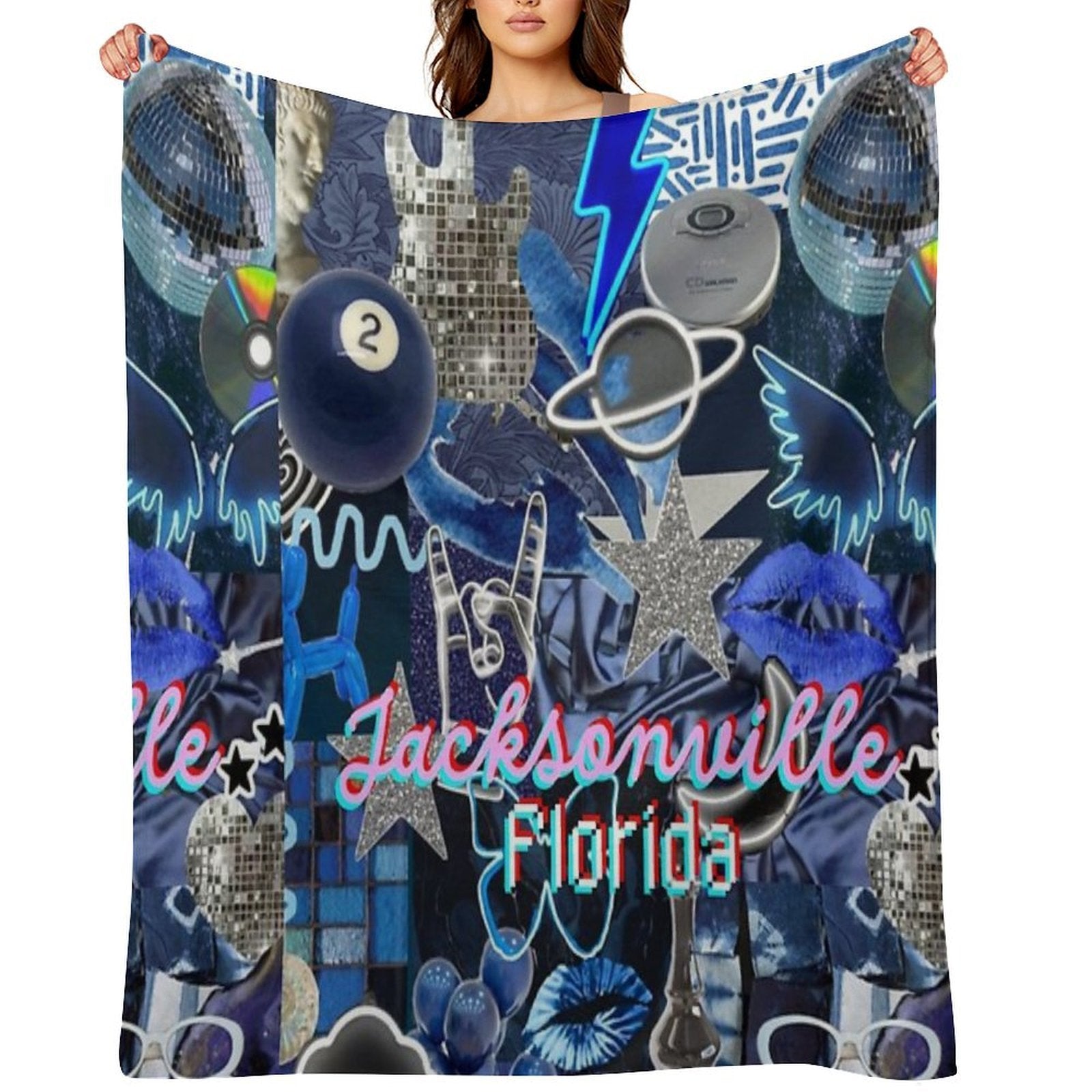 Jacksonville Florida COLLAGE Velvety-soft Throw Blanket