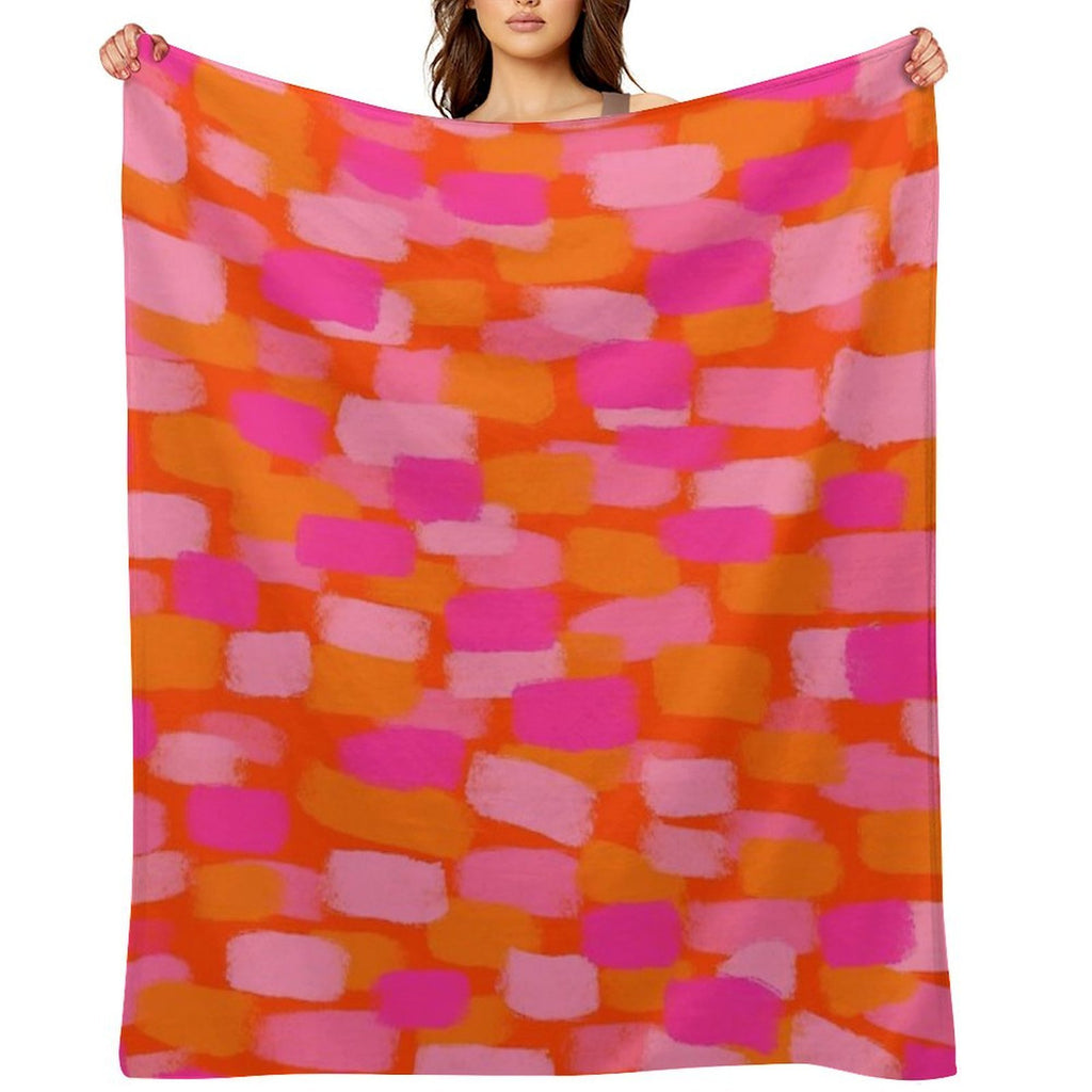 Abstract, Pink And Orange, Paint Brush Effect Lightweight Throw Blanket