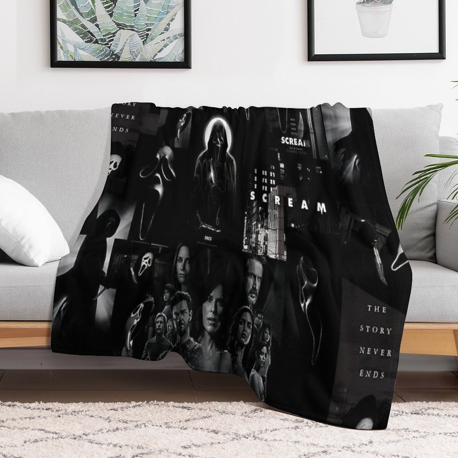Scream Horror Movie Collage Machine-washable Throw Blanket