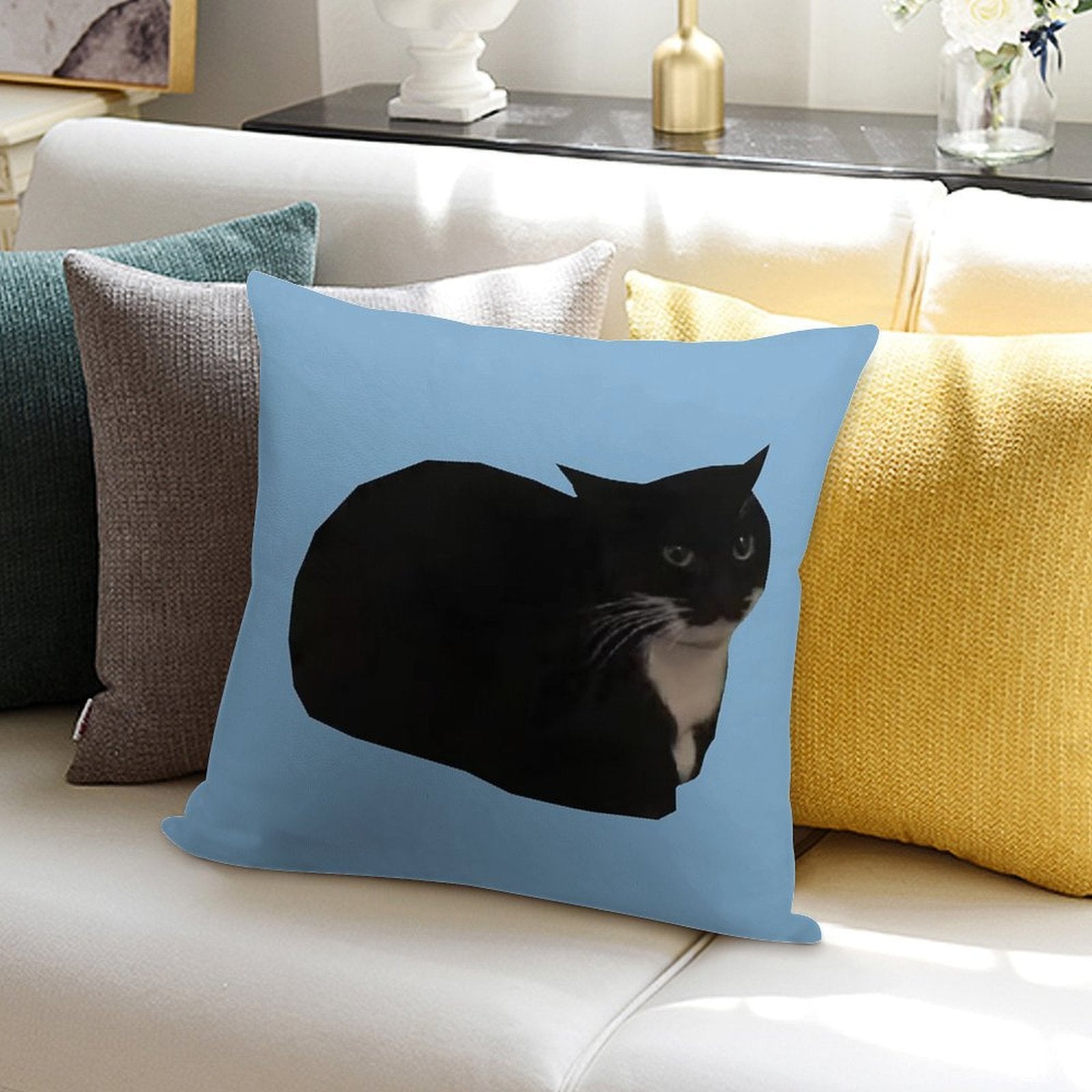 Maxwell The Cat Soft Short Plush Fabric Throw Pillow