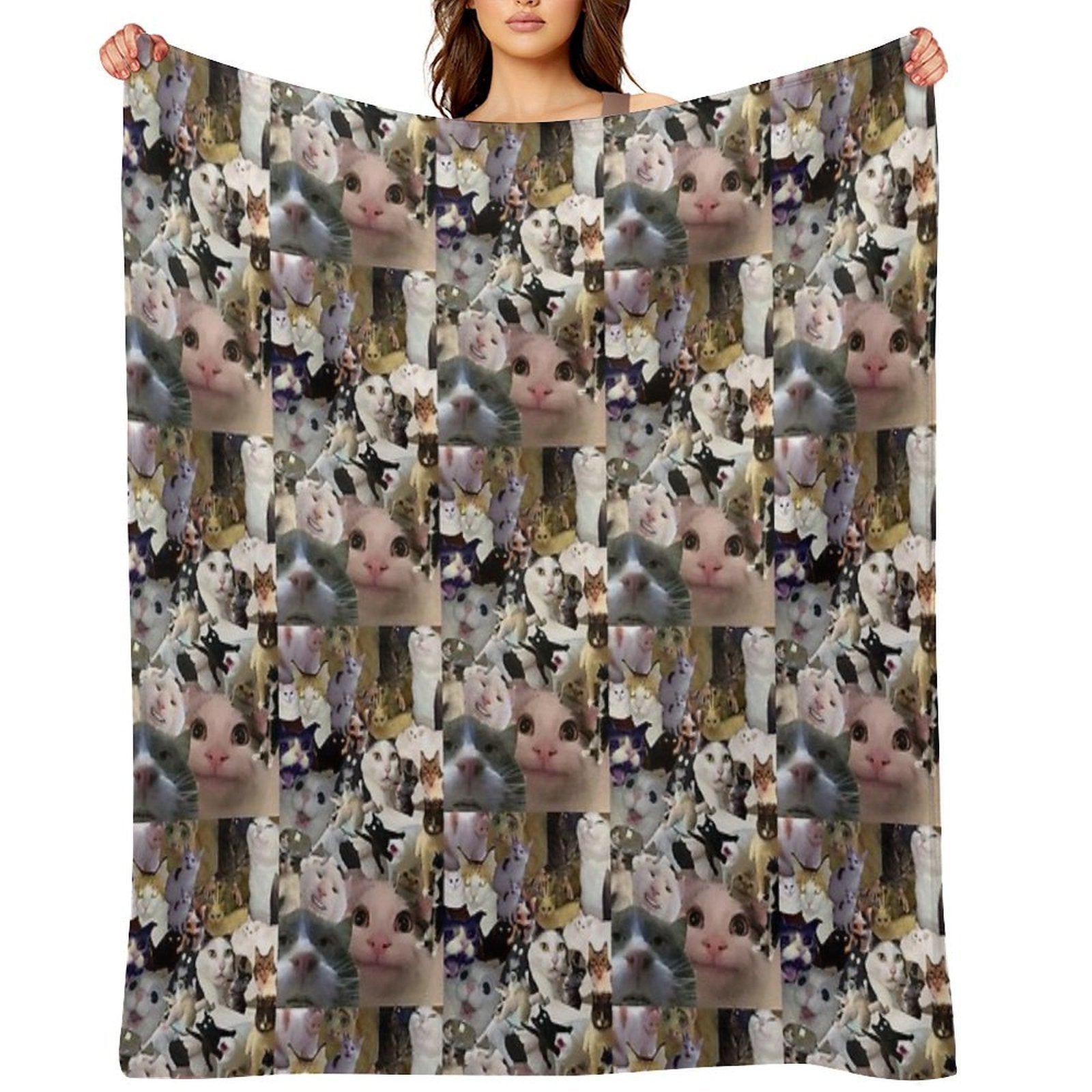 Cursed Cat Collage Compact Throw Blanket