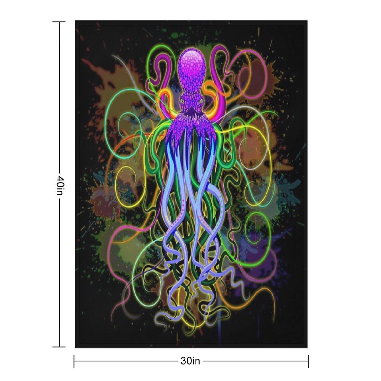 Octopus Psychedelic Luminescence Gift-ready Throw Blanket