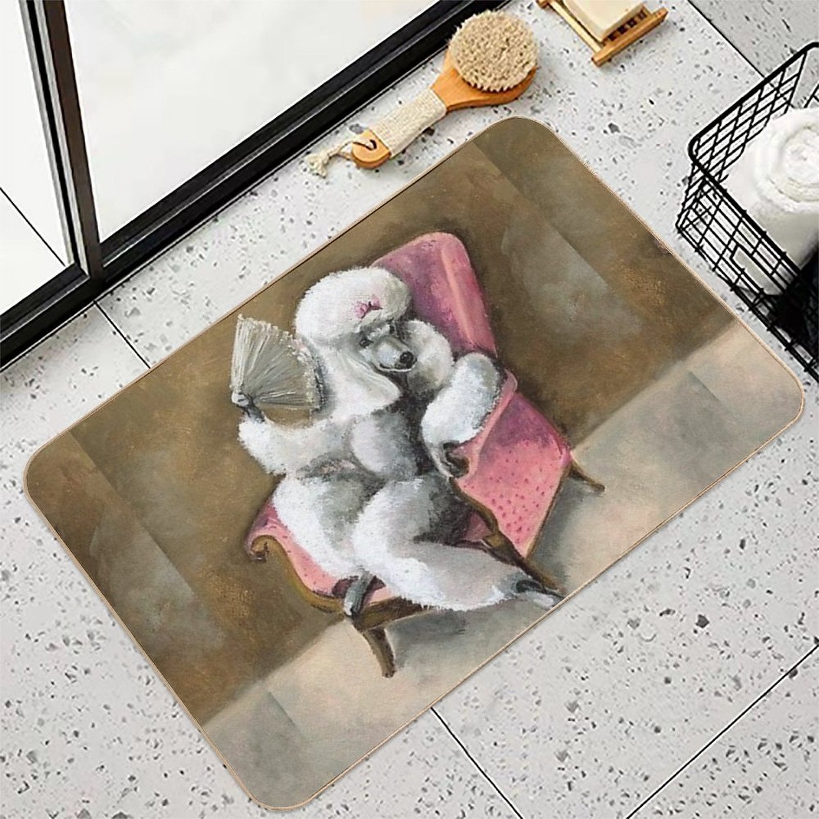 Poodle Cute Pet Dog Dogs Pets Puppy Art Caniche  Absorbent Bath Mat