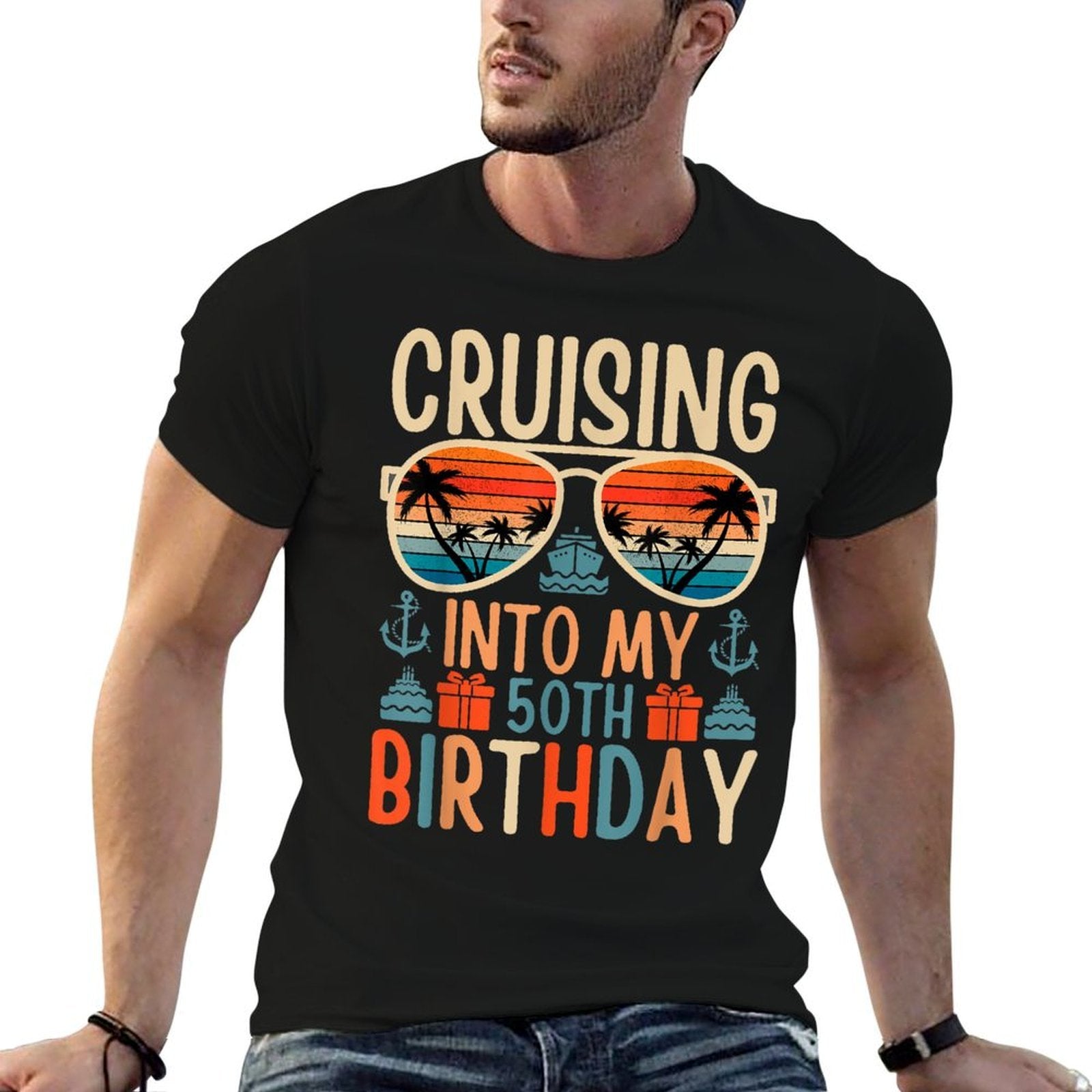 50 Year Old Birthday Cruising Into My 50th Birthday Cruise  Tagless Design T-Shirt