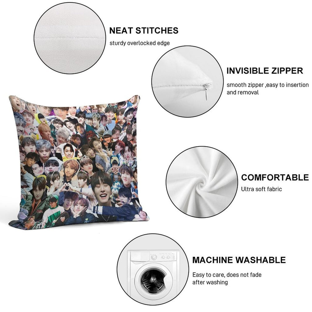 Stray Kids Soft Short Plush Fabric Throw Pillow