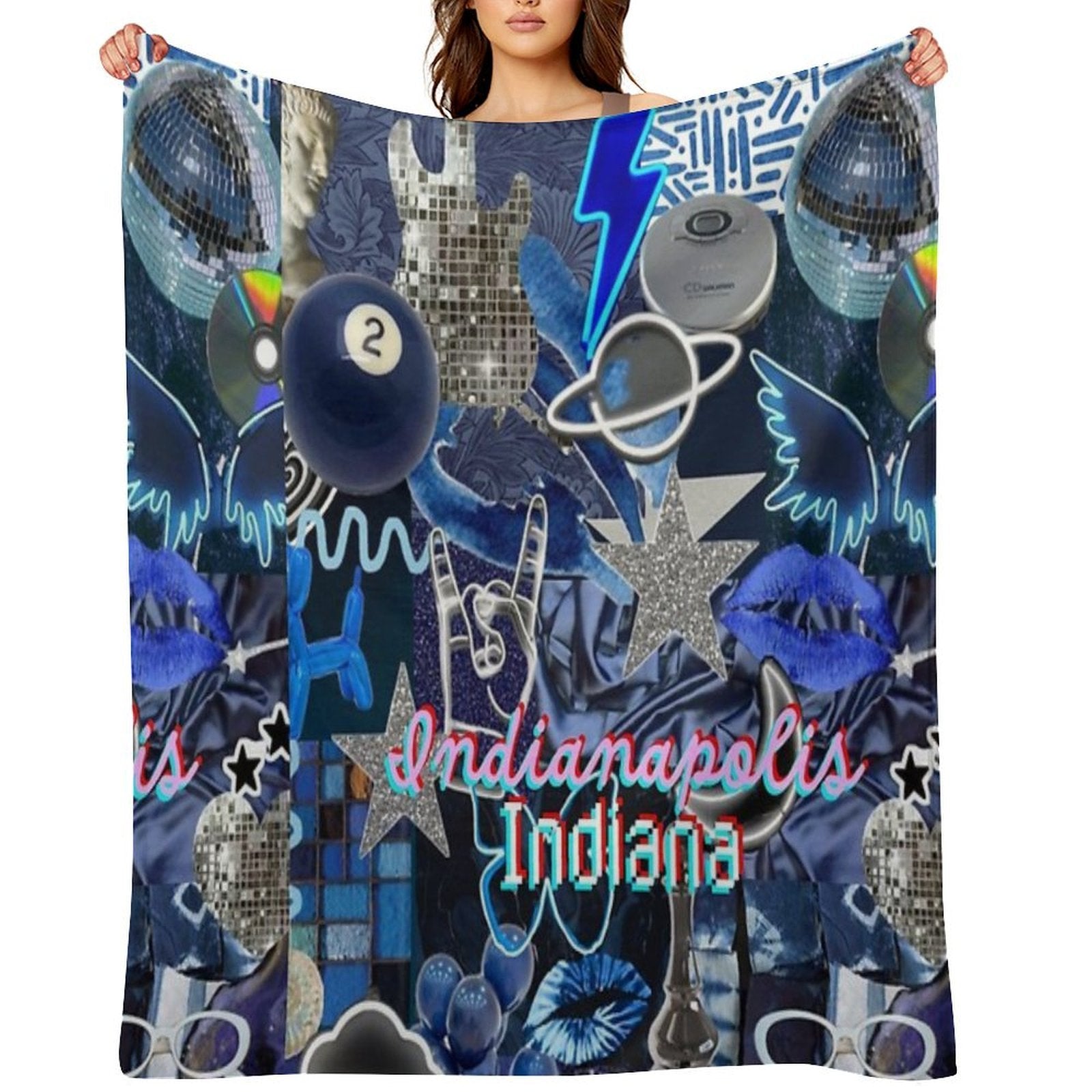 Indianapolis Indiana COLLAGE Travel-friendly Throw Blanket