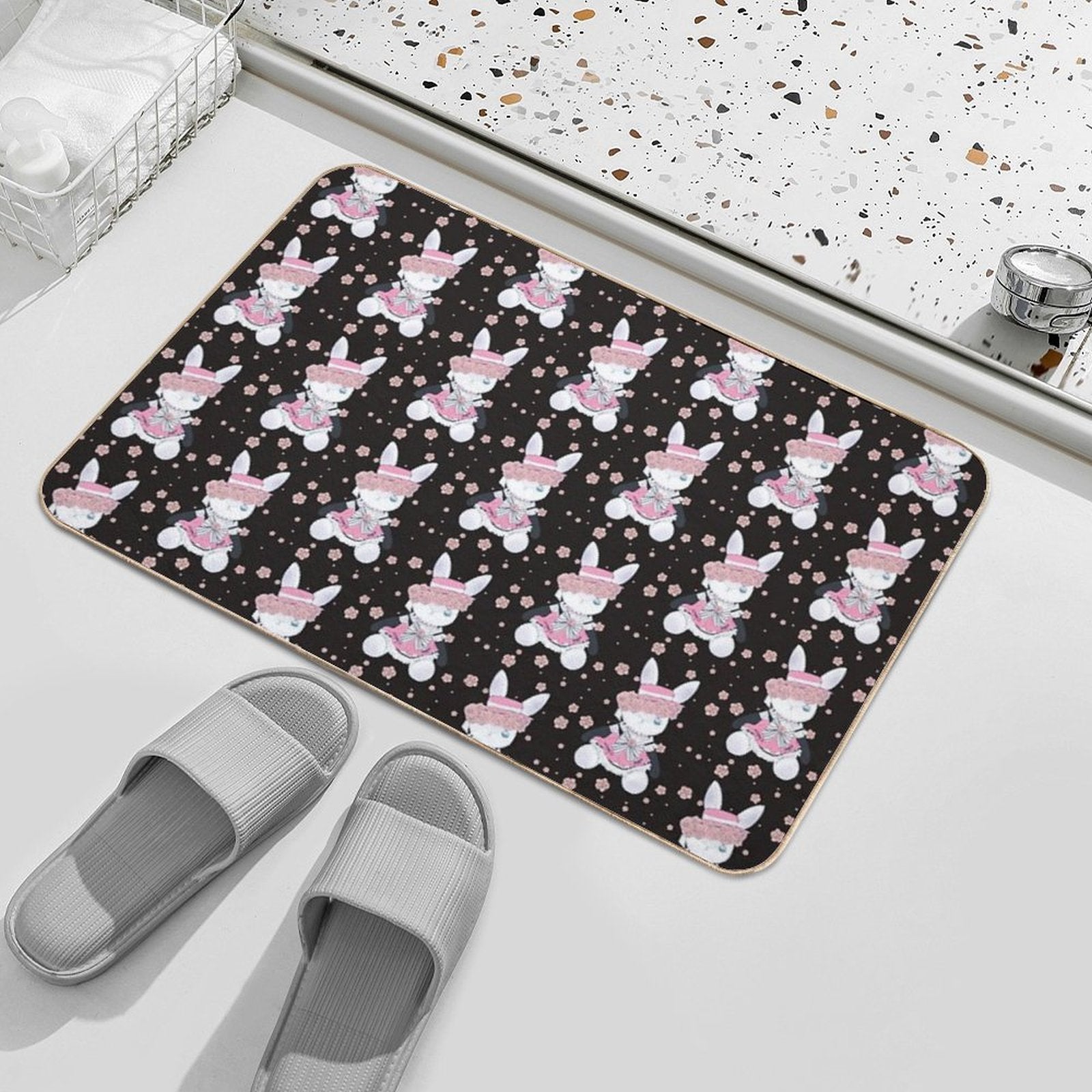 Rabbit (girl) Ciel (black)  Repositionable Bath Mat