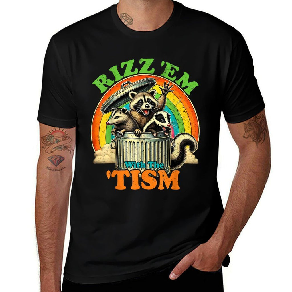 Autistic Raccoon Possum Skunk Meme Rizz Em With The Tism  Trendy Pattern T-Shirt