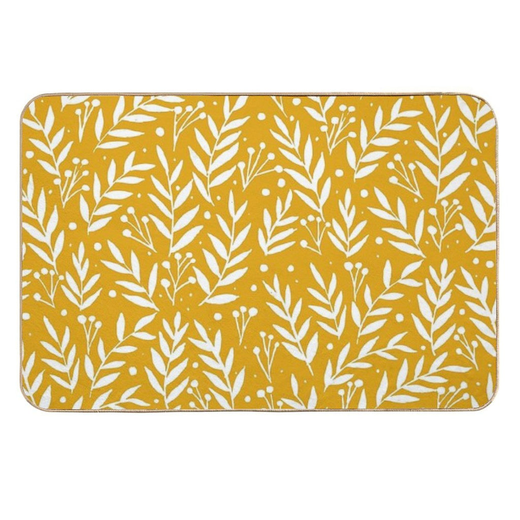 Cute Branches - Yellow Ochre  Absorbent Bath Mat