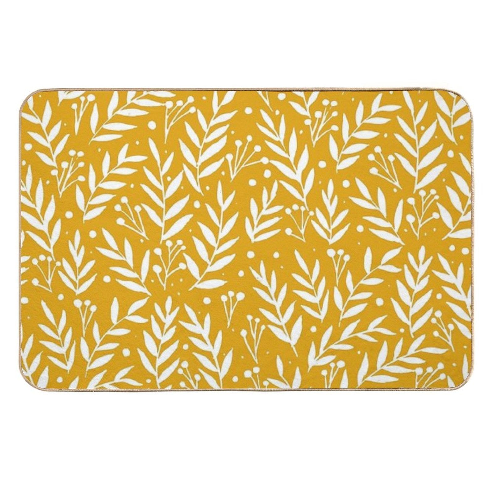 Cute Branches - Yellow Ochre  Absorbent Bath Mat