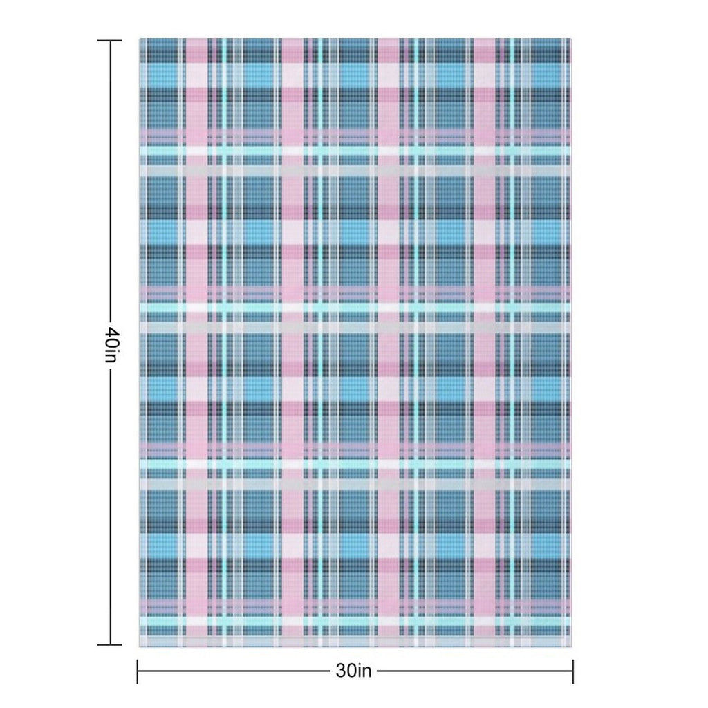 Trans Flag Pink, Blue And White Check Pattern Comfort Throw Blanket