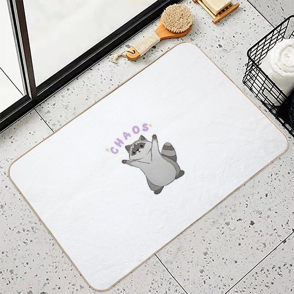 Raccoon Chaos  Easy To Clean Bath Mat