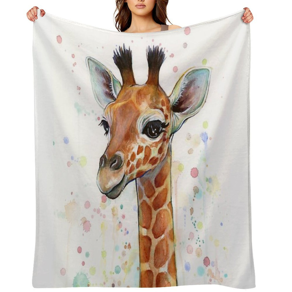 Baby Giraffe Watercolor Painting, Nursery Art Quick-dry Throw Blanket