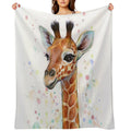 Baby Giraffe Watercolor Painting, Nursery Art Quick-dry Throw Blanket