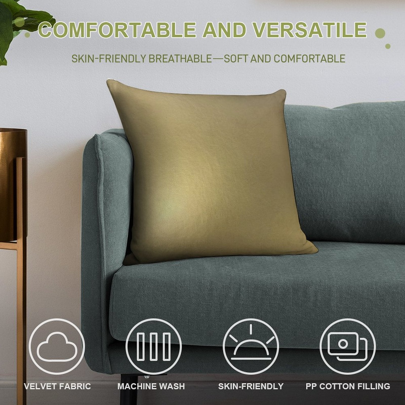 Metallic Gold Soft Ultra-Soft Texture Throw Pillow