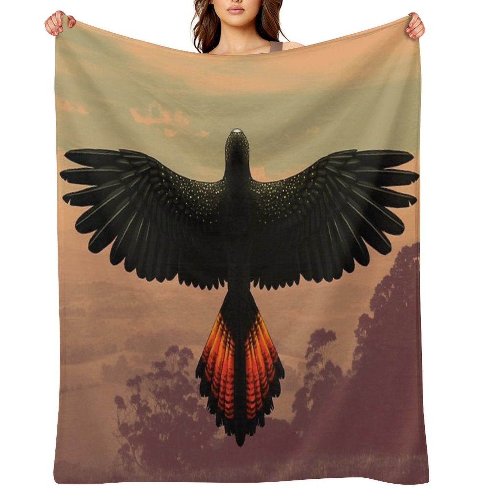 Red-Tailed Black Cockatoo - Australian Bird Sustainable Throw Blanket