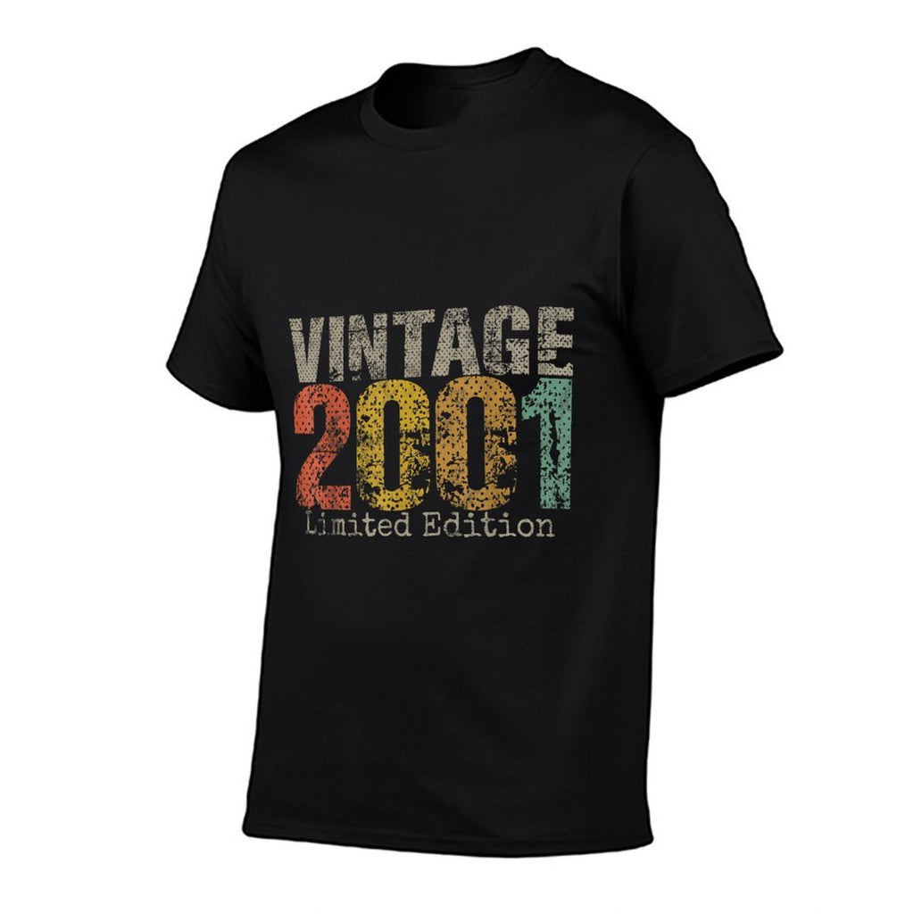 Vintage 2001 Limited Edition 24th Birthday Gifts 24 Year Old  Ribbed Collar T-Shirt