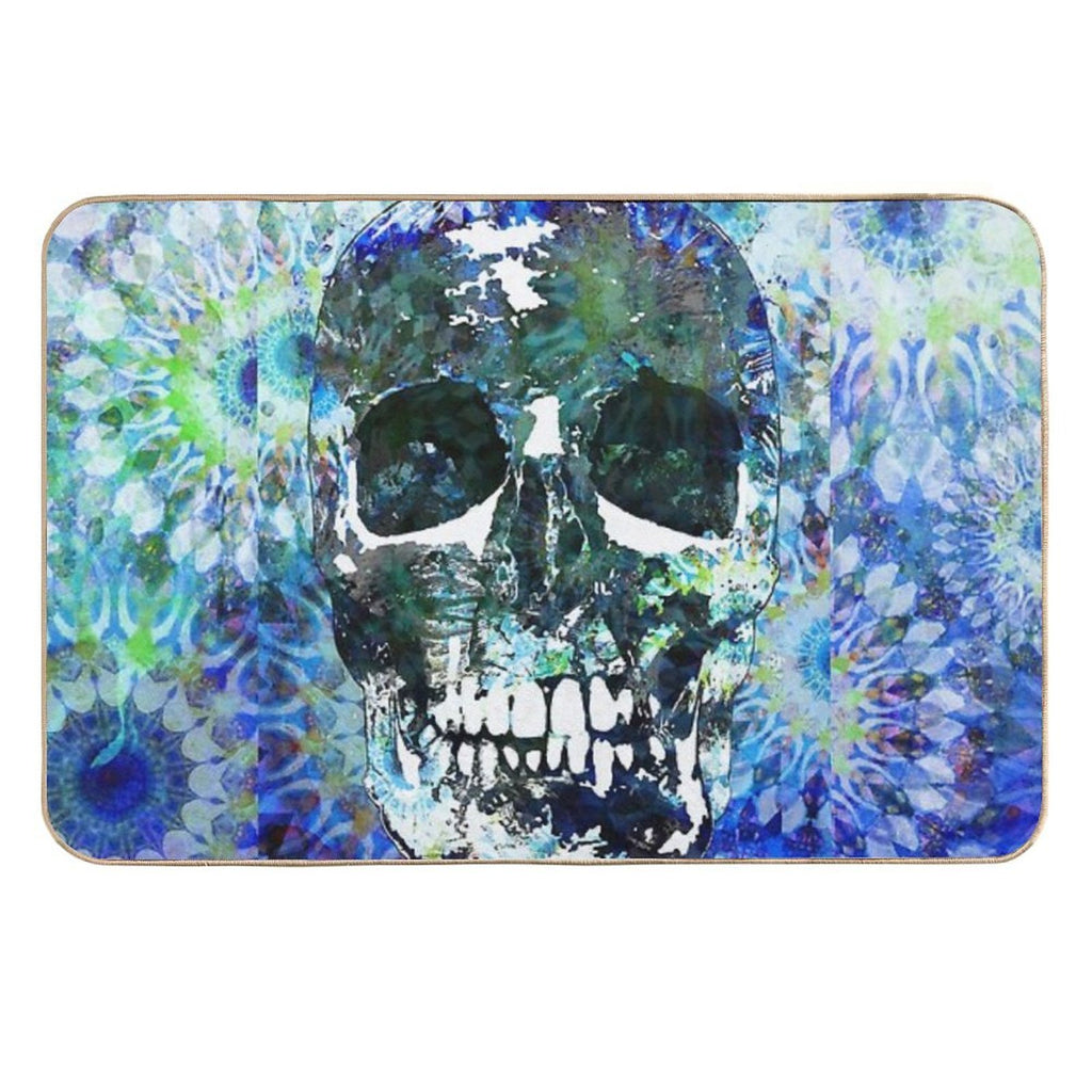 Blue Mandala Candy Skull Art  High-Traffic Bath Mat