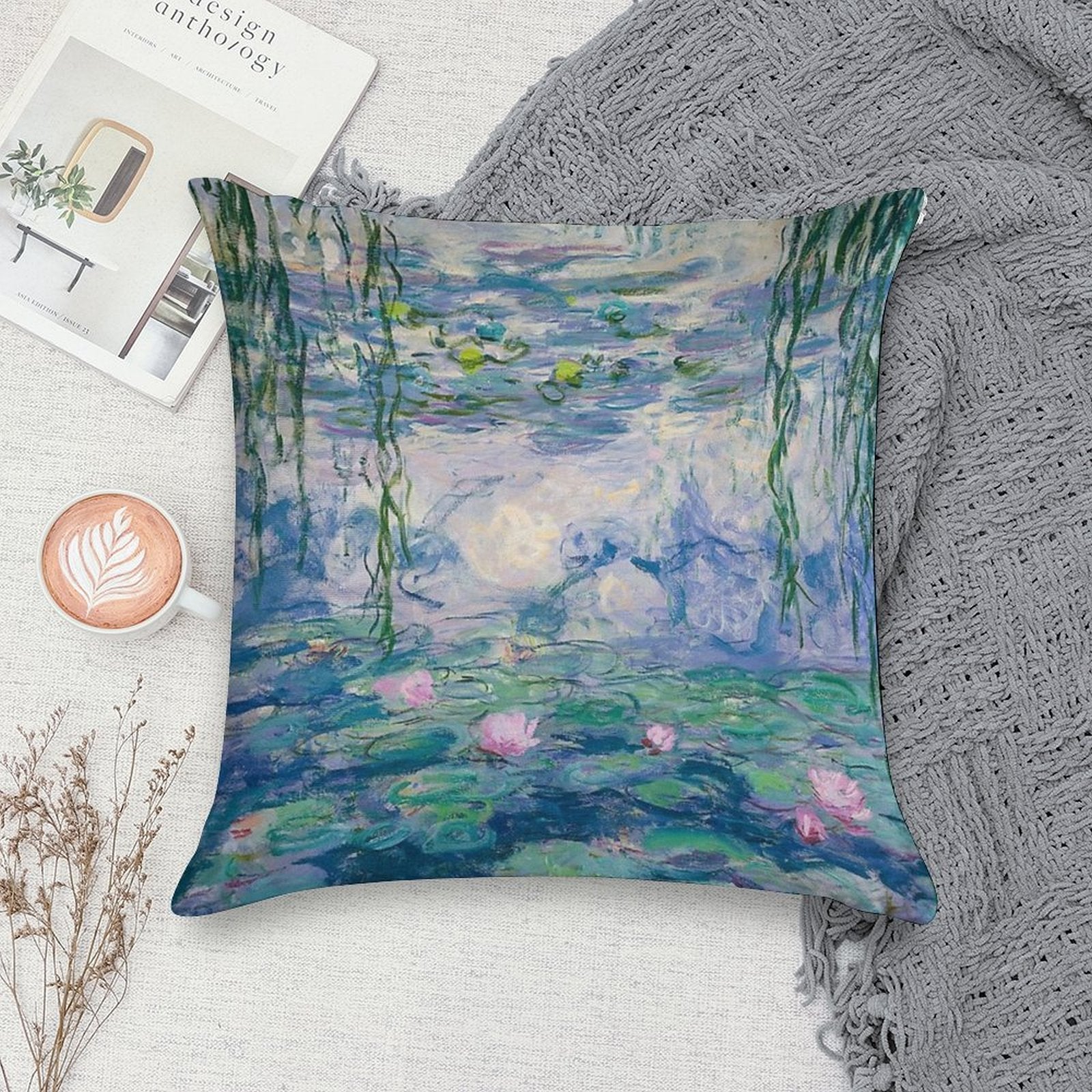 Water Lilies Claude Monet Fine Art Soft Multiple Sizes Throw Pillow