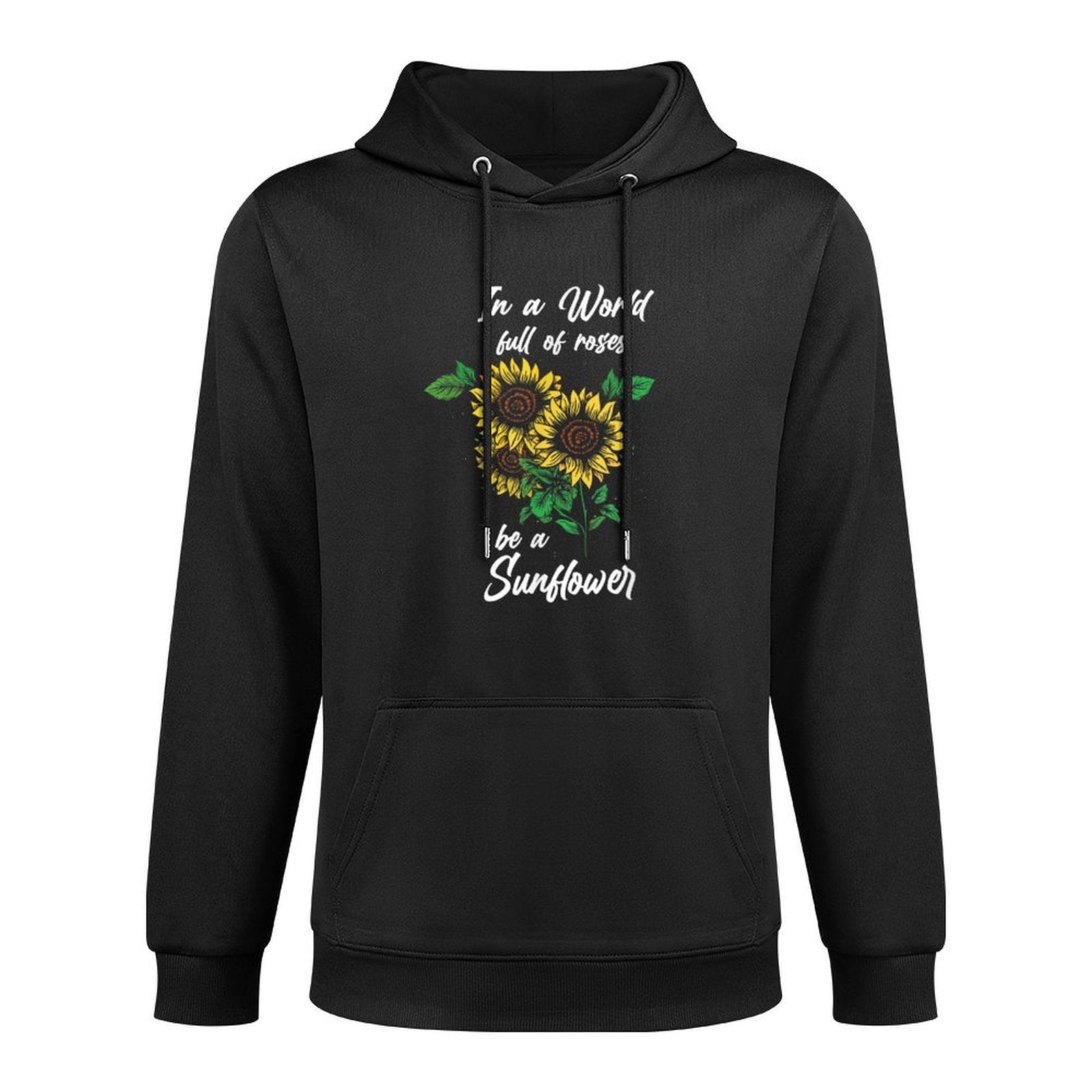Sunflower Lover Design Womens Black Floral Pattern Relaxed Fit Hoodie