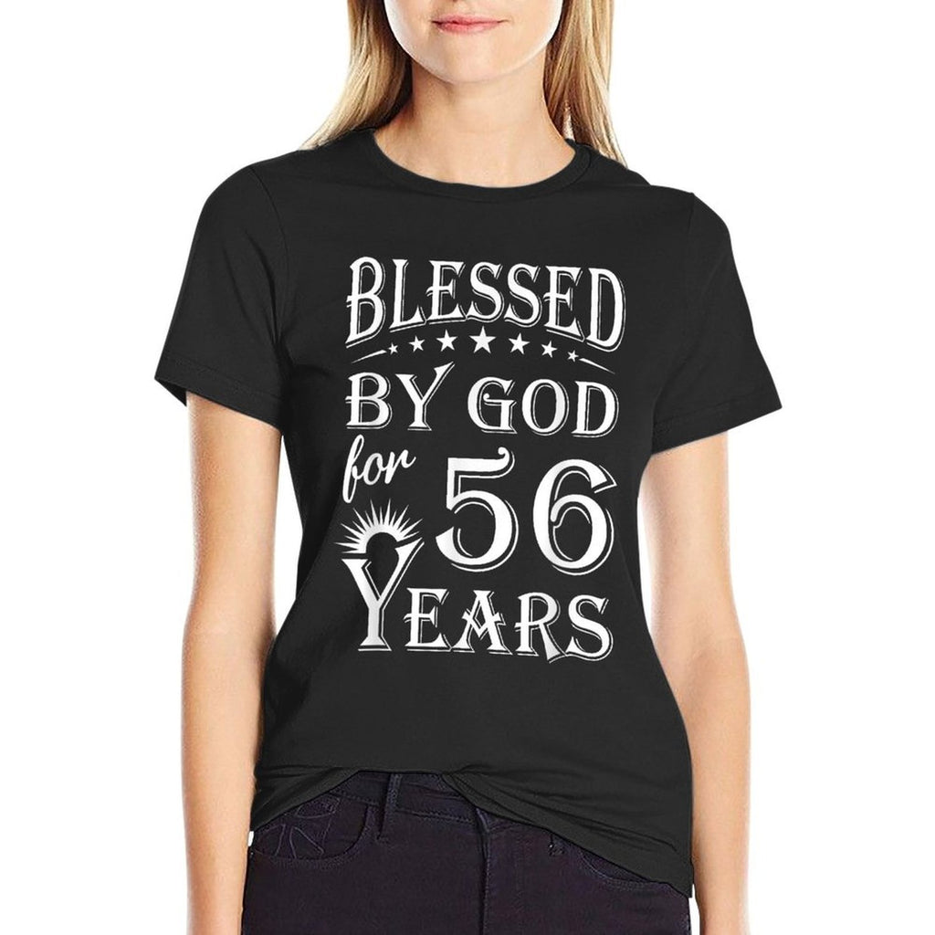 Vintage Blessed by God for 56 Years Happy 56th Birthday  Eco-friendly Material T-Shirt