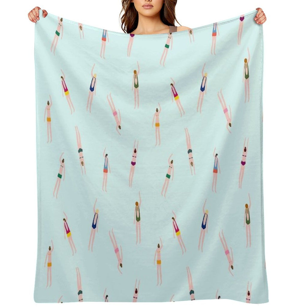 Swimmers in The Pool Sustainable Throw Blanket