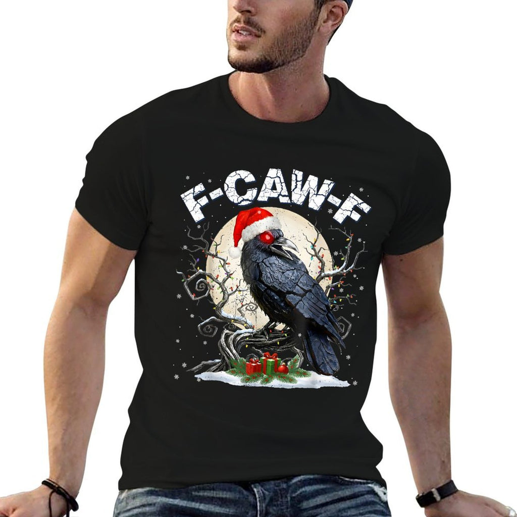 Funny Vintage Crow Santa Hat Pjs Pajamas Christmas Xmas Men  Eco-friendly Material T-Shirt
