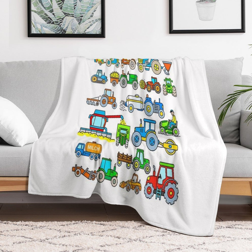 Tractors Farm Vehicles Compact Throw Blanket