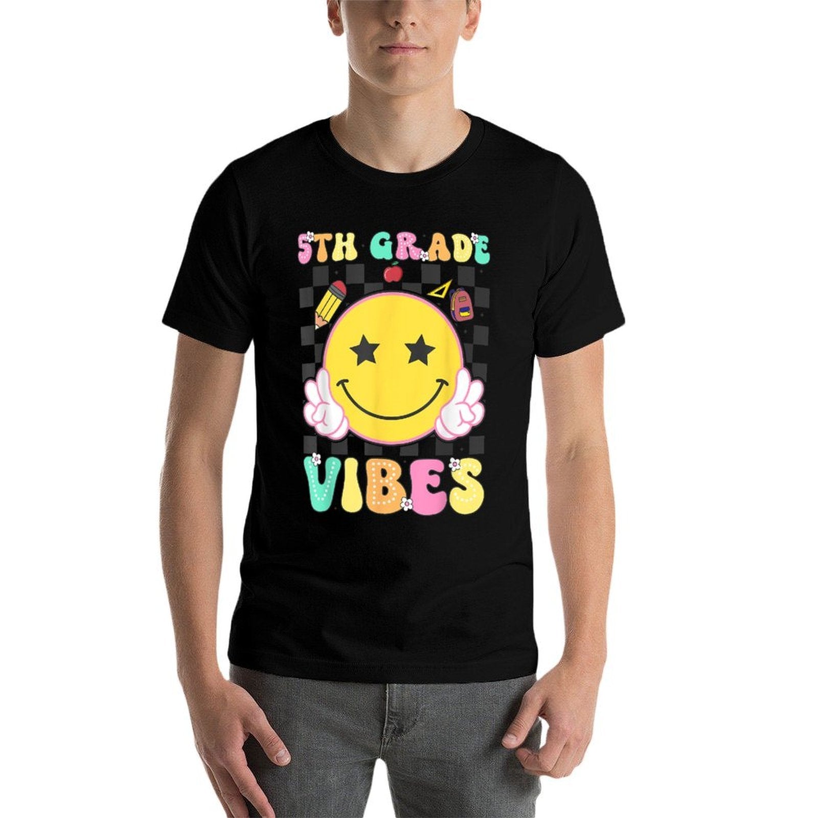 5th Grade Vibes Girls Smile Face Back to School Fifth Grade  Odor-resistant T-Shirt