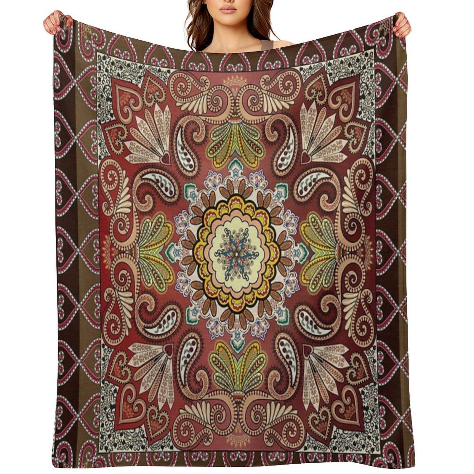 Mediterranean Mosaic Tiles  Azulejos Plush Throw Blanket
