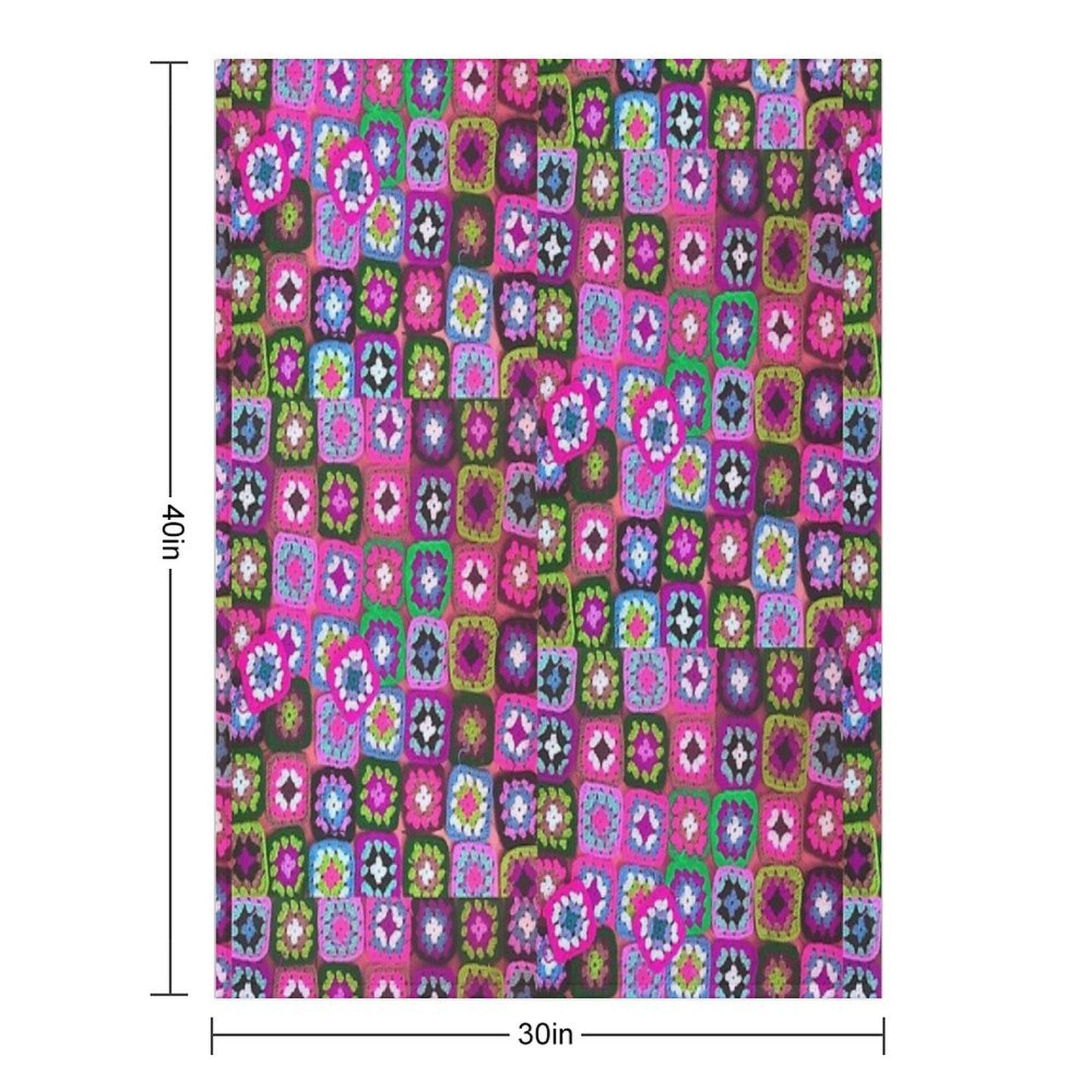 Crochet Blanket Granny Square Vintage Lightweight Throw Blanket