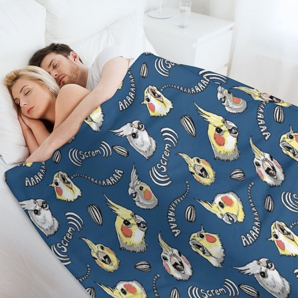 Cockatiel Screm Wrinkle-free Throw Blanket