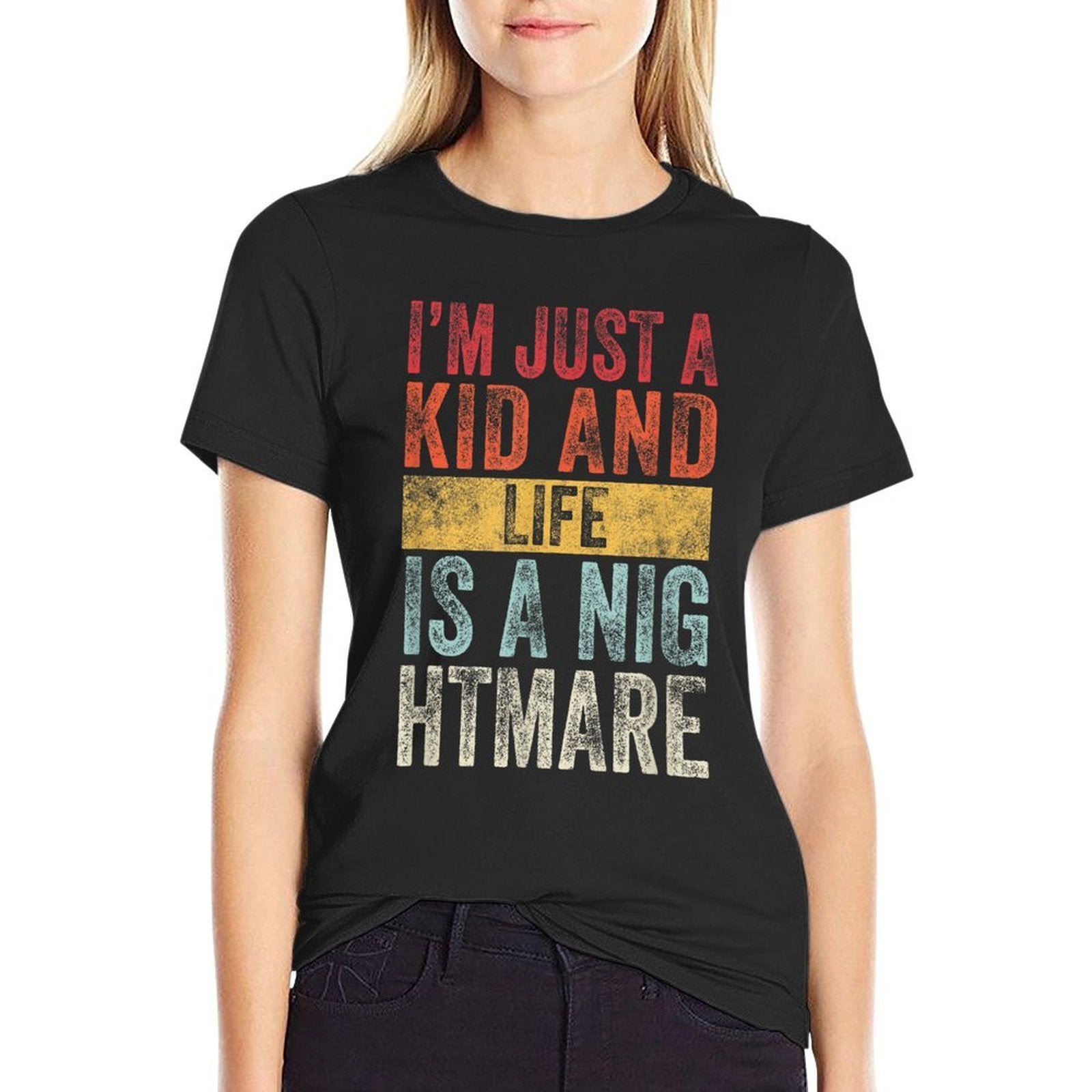 Im Just A Kid And Life Is A Nightmare  Oversized Silhouette T-Shirt