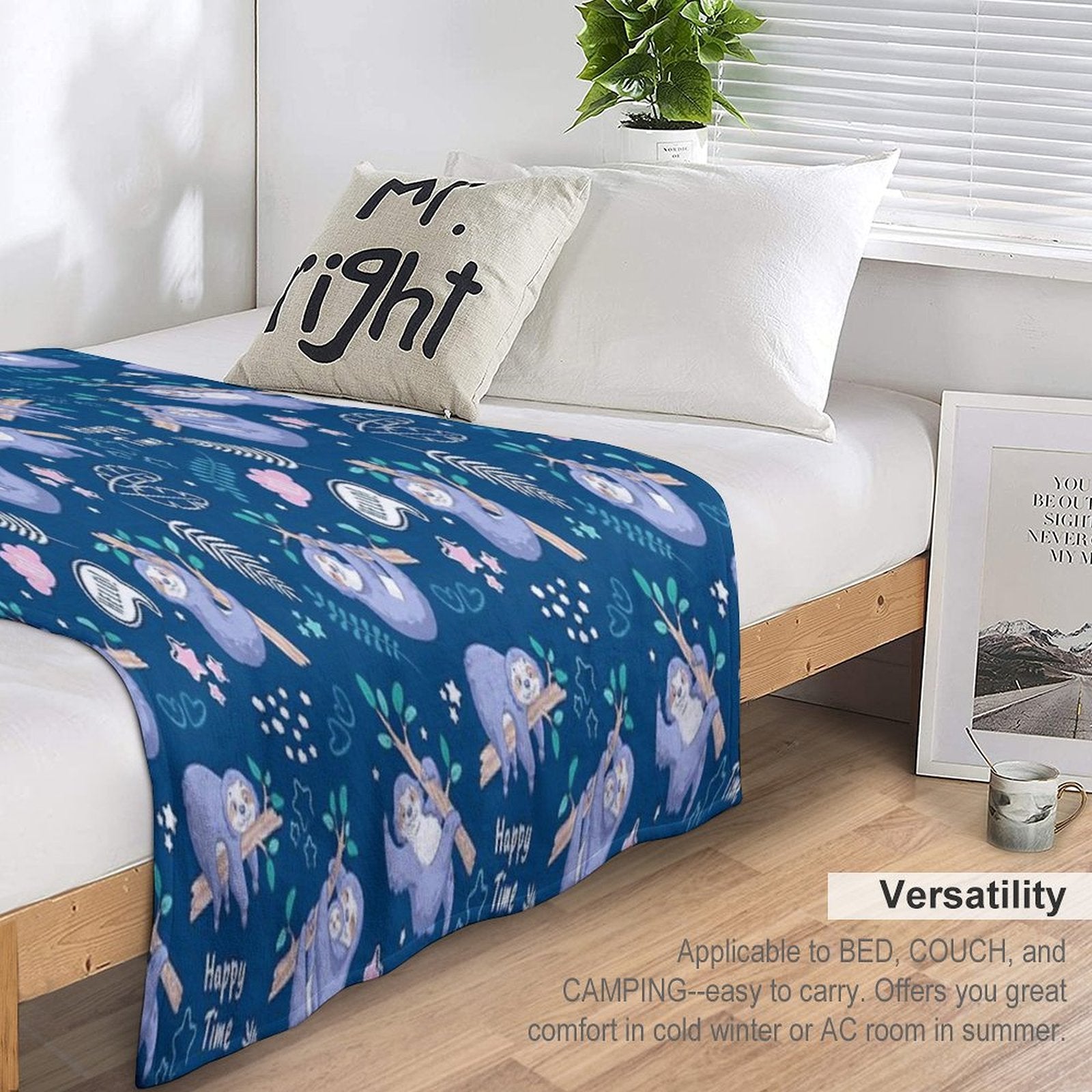 Sloths Tropical Elements Cute Pattern All-season Throw Blanket