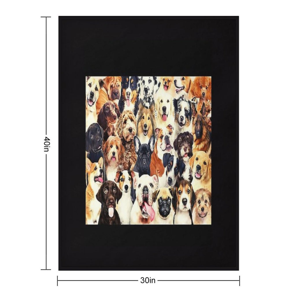 Dog Crowd Wrinkle-free Throw Blanket