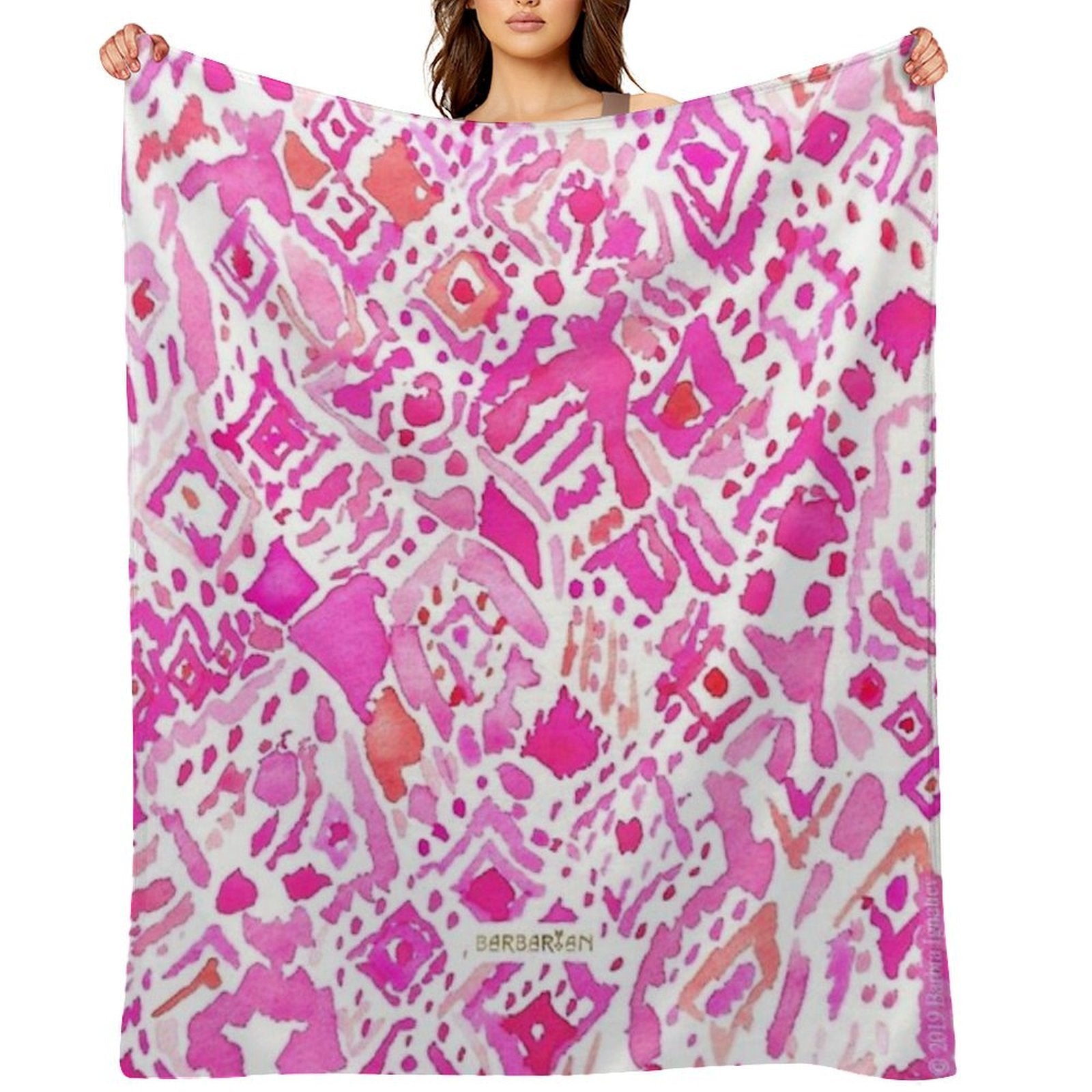 Cute Geometric Pink Durable Throw Blanket