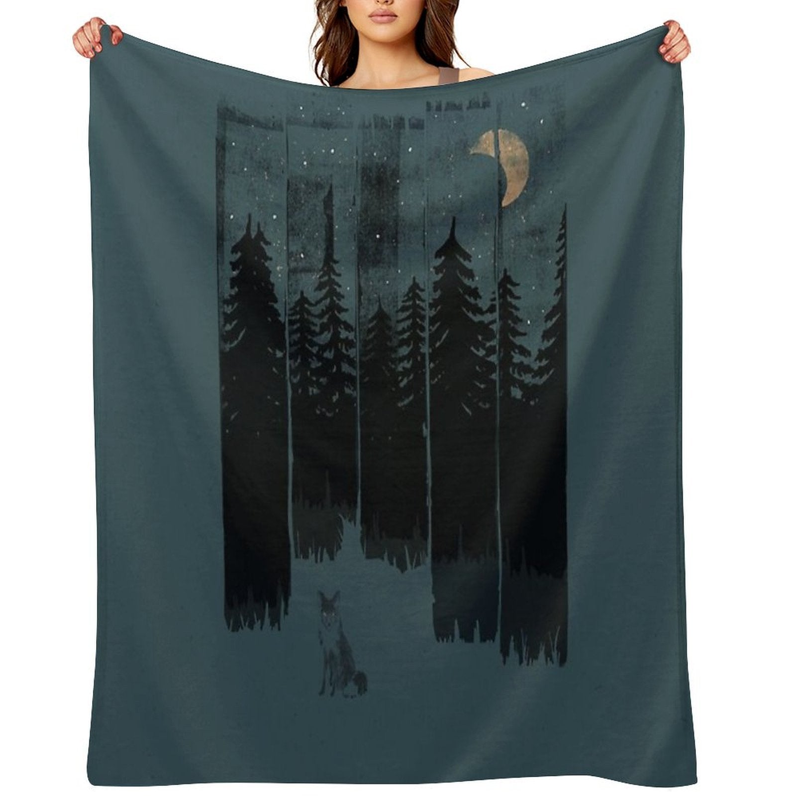 A Fox in The Wild Night Compact Throw Blanket
