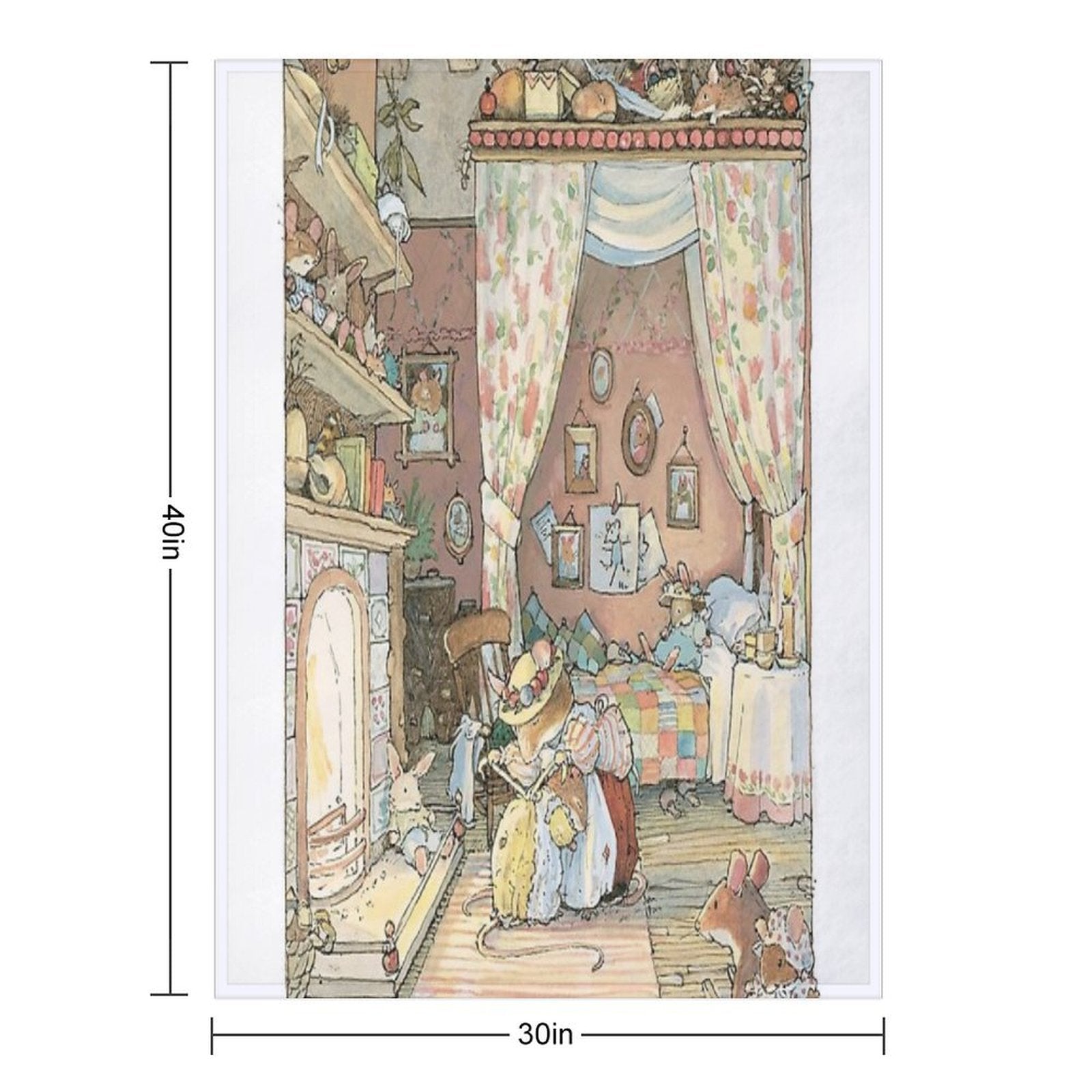 Lady Woodmouse Gets Primrose Ready for Bed Easy Care Throw Blanket