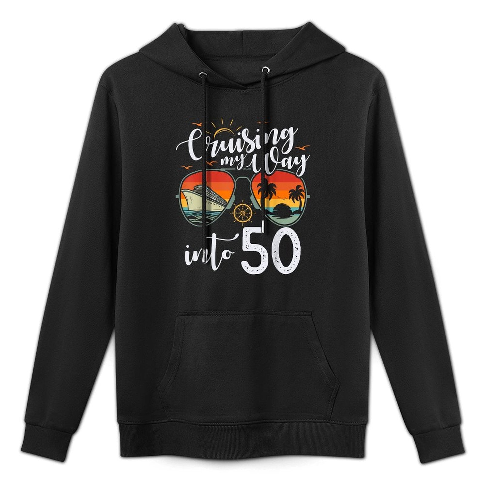 Cruising My Way Into 50 Funny 50th Birthday Cruise Crew Cotton-Polyester Blend Hoodie
