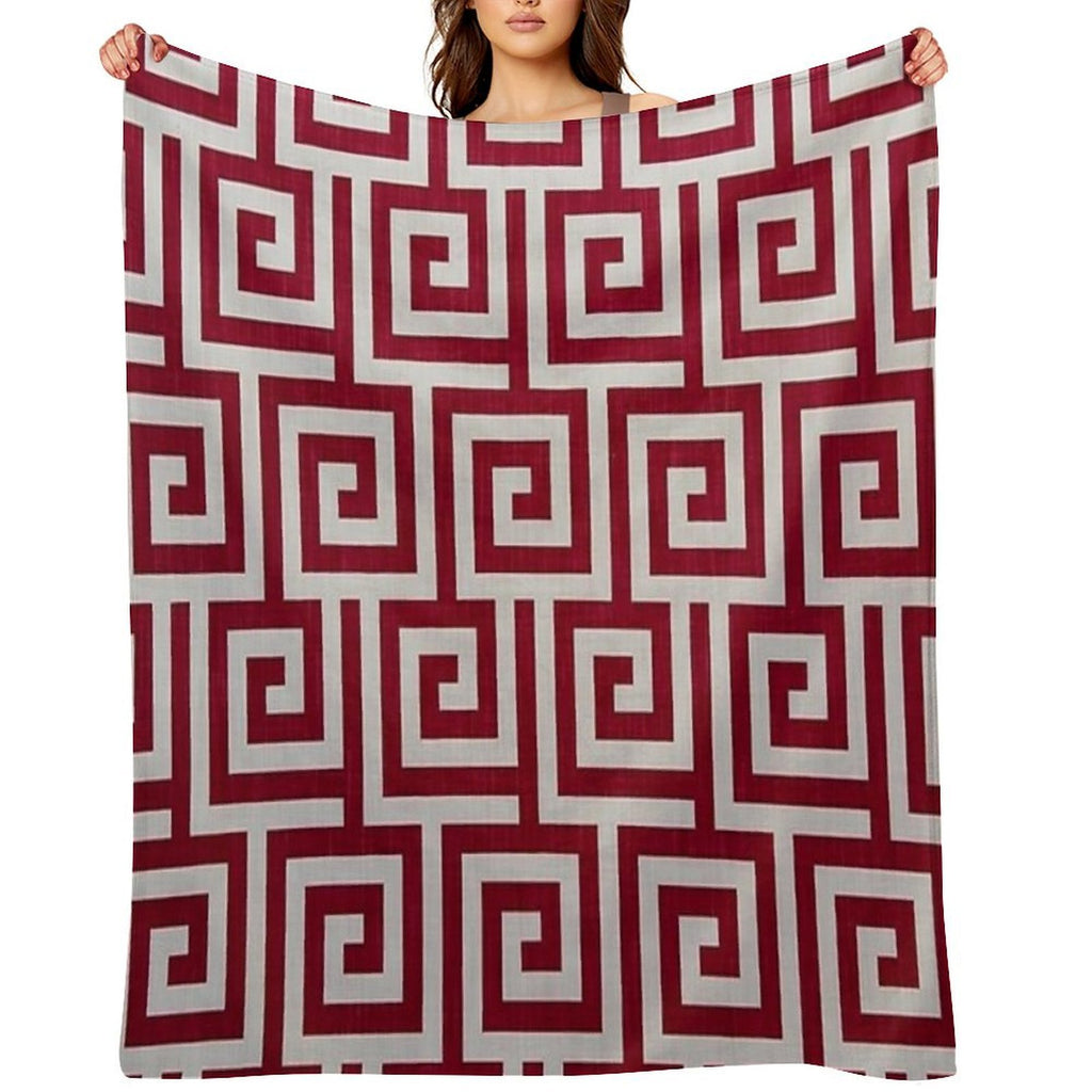 Red Geometric Maze Pattern Premium Throw Blanket
