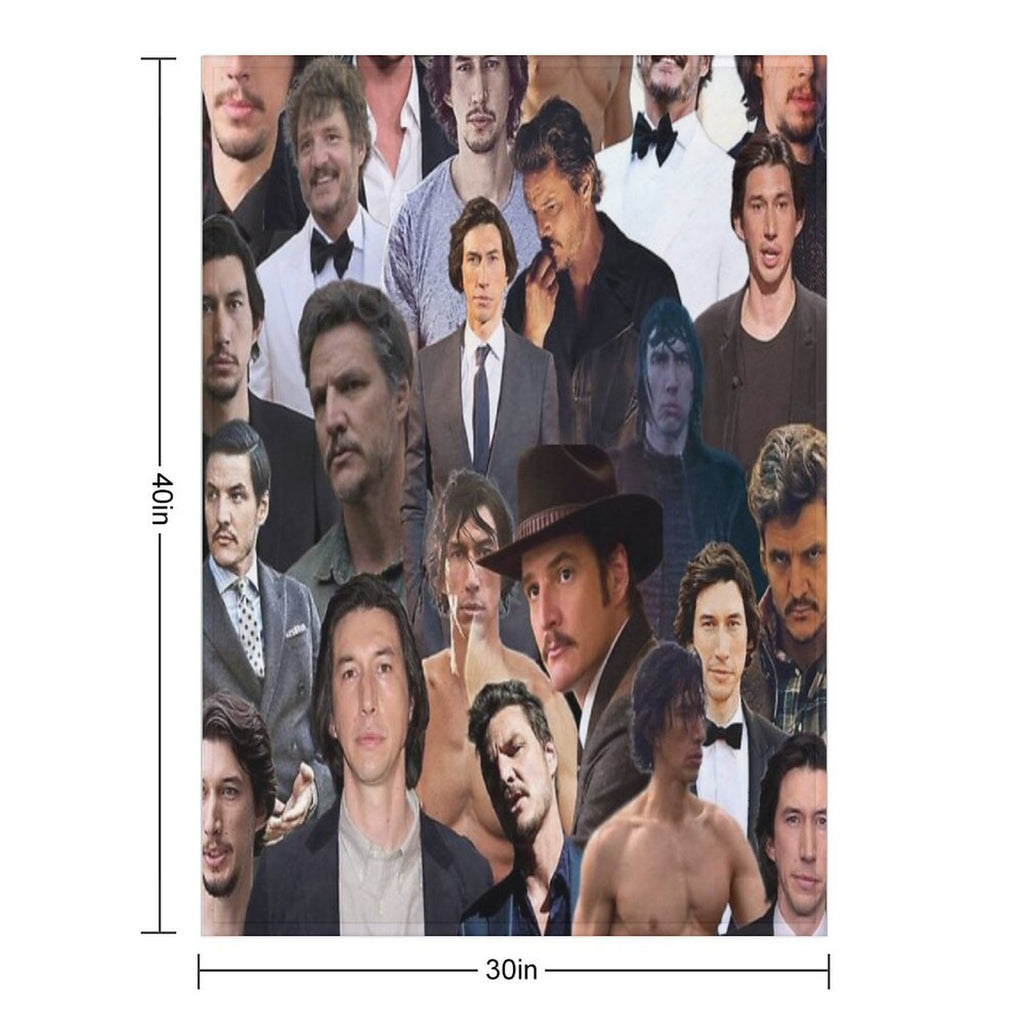 Pedro Pascal And Adam Driver Photo Collage Velvety-soft Throw Blanket