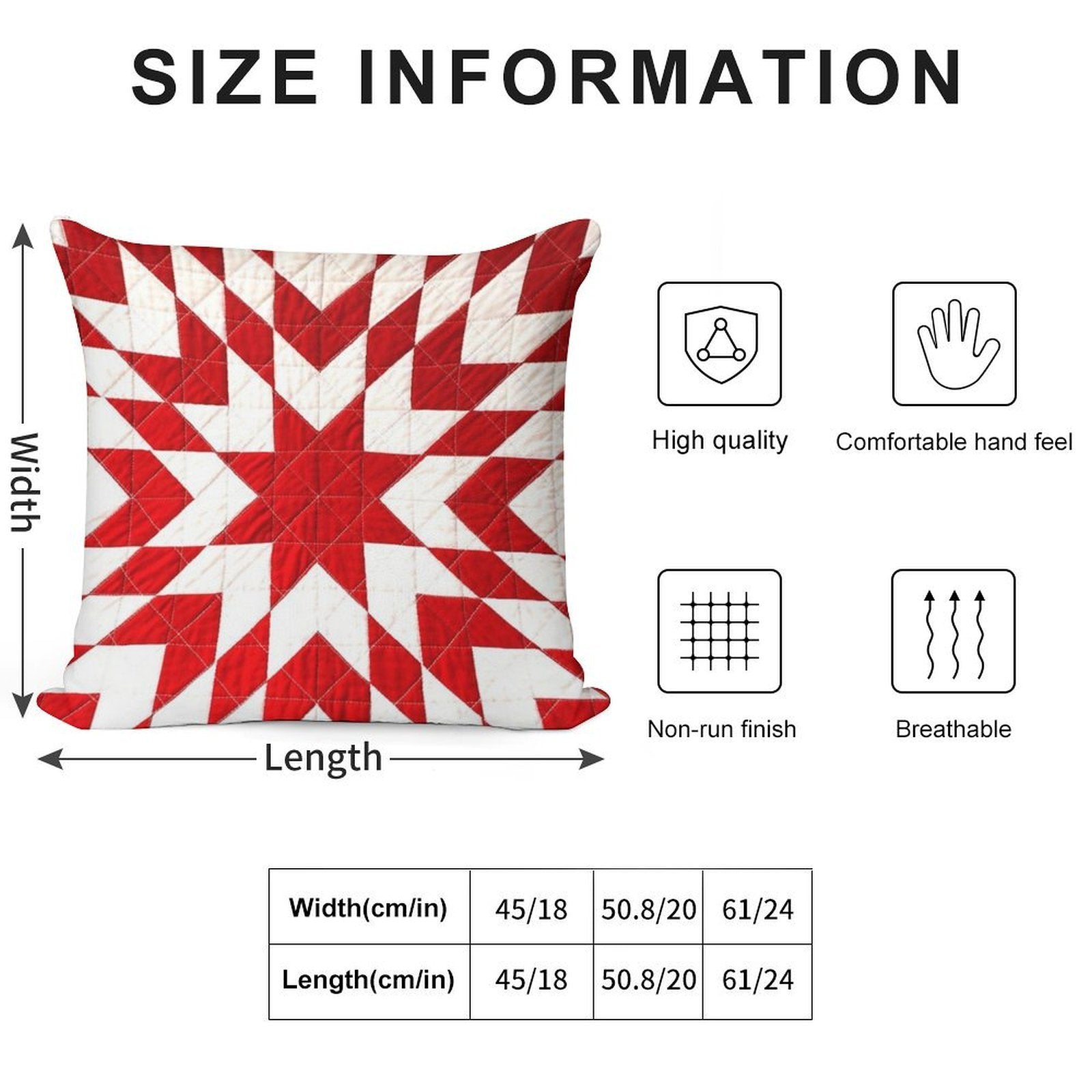 Red And White Lone Star Quilt Soft Gift Ready Throw Pillow