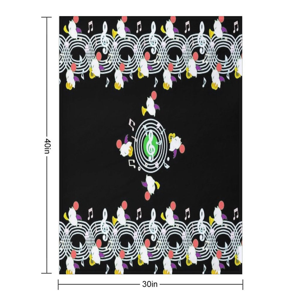 Music Moogle (Black&Green) Machine-washable Throw Blanket