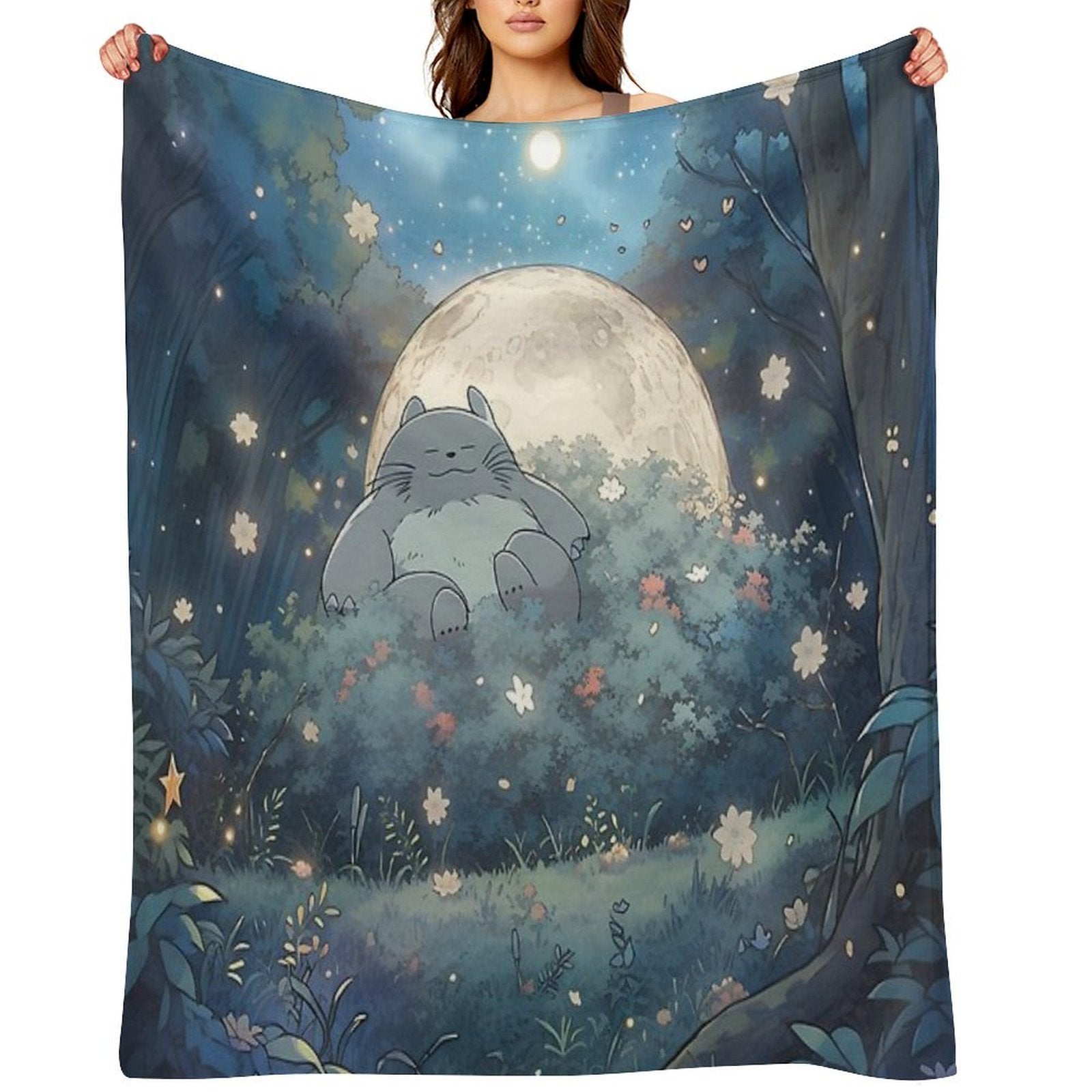 Explore The Enchanting World of My Neighbor Totoro XI Original Art And Illustrations Online Travel-friendly Throw Blanket