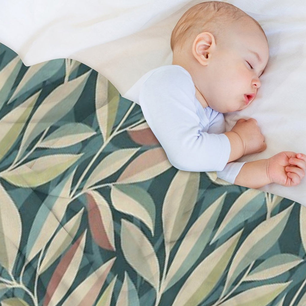 Peaceful Foliage And Shadows in Teal, Sage, Cream And Pink Pattern All-season Throw Blanket