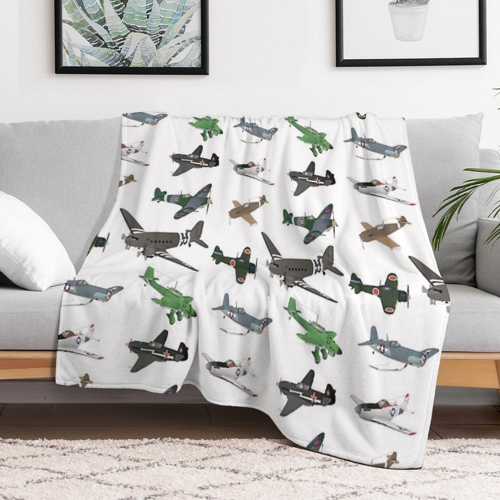 Multiple WW2 Airplanes Premium Throw Blanket