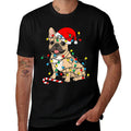 French Bulldog Dog Christmas Lights Santa Xmas Pet Dog Lover  Rolled Sleeves T-Shirt
