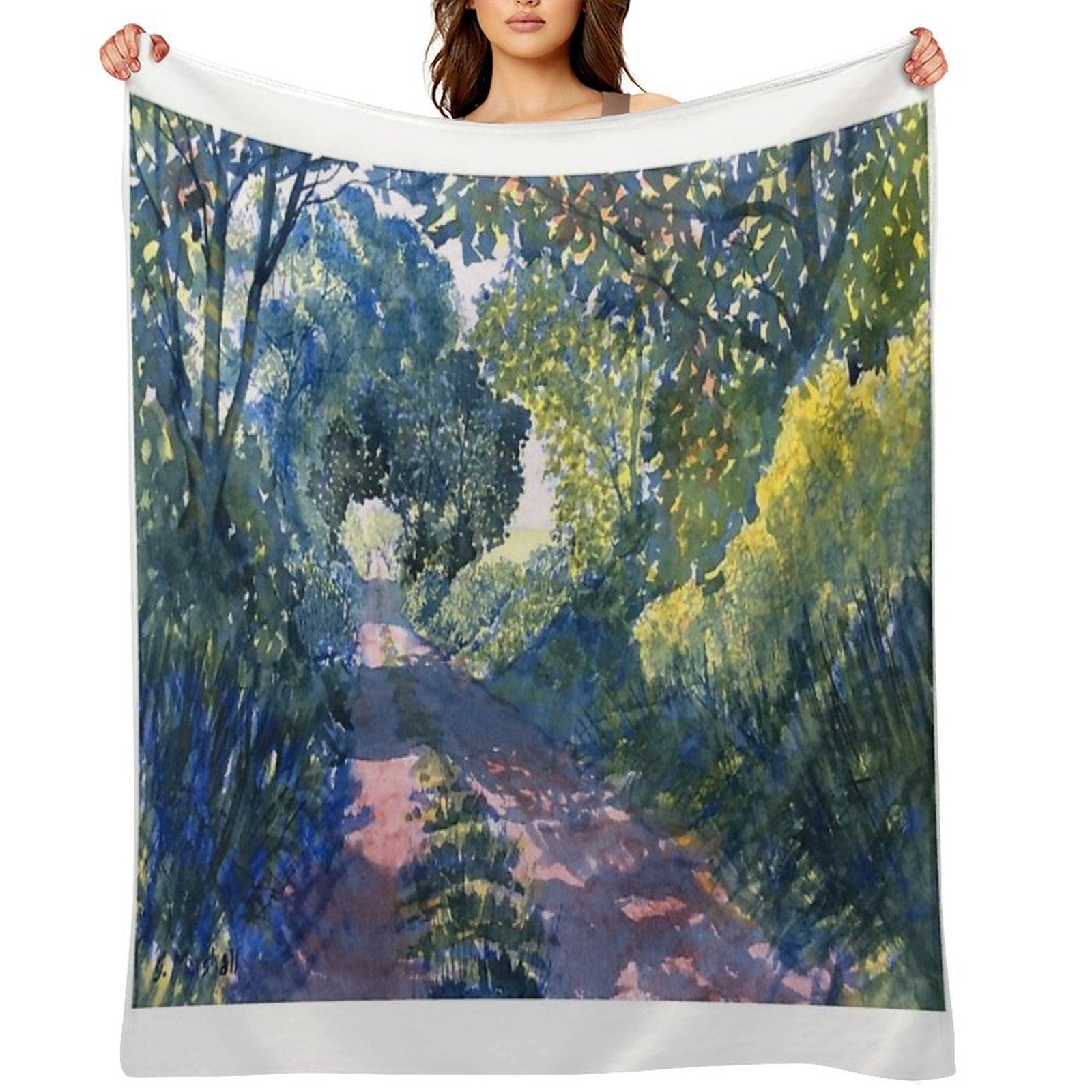 Hockney Trail Tunnel of Trees Machine-washable Throw Blanket