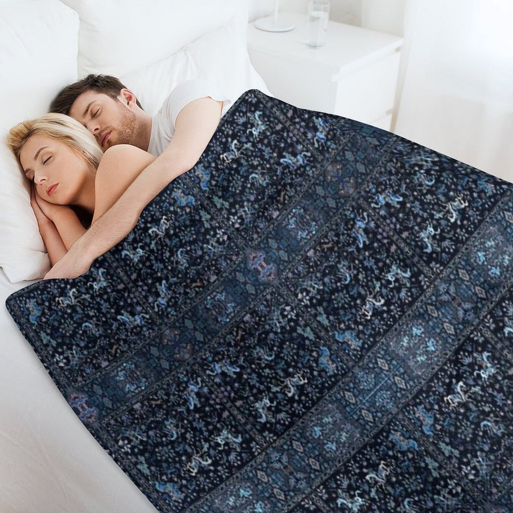 Blue Horses Textile Art Anti-pilling Throw Blanket